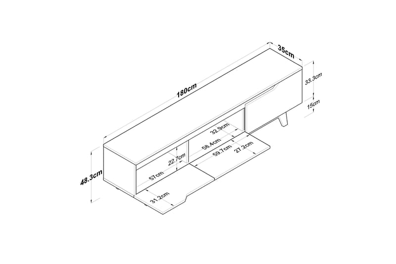 Lychester Tv-bänk 180x35 cm Vit/Brun - Hanah Home - TV bänk & mediabänk