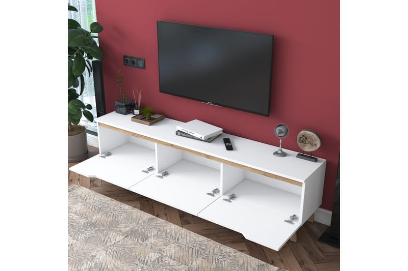 Lychester Tv-bänk 180x35 cm Vit/Brun - Hanah Home - TV bänk & mediabänk