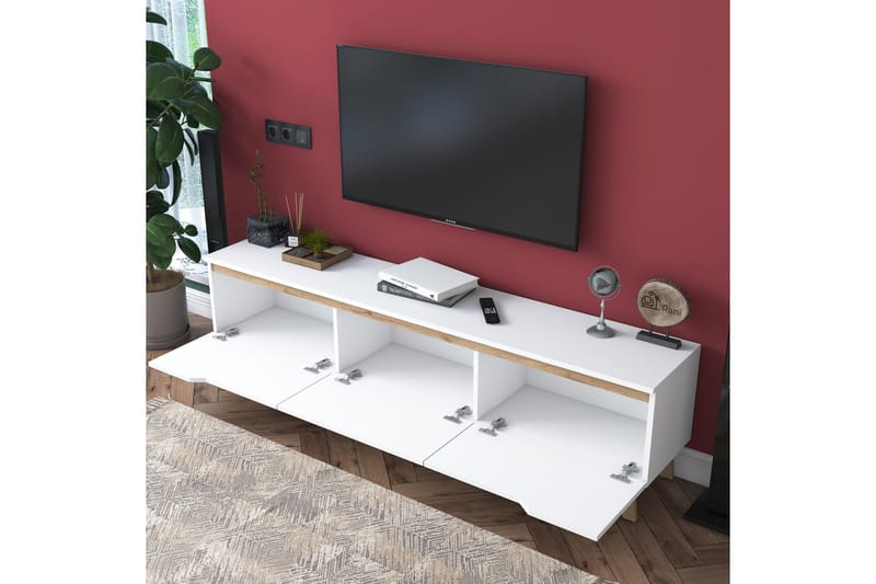 Lychester Tv-bänk 180x35 cm Vit/Brun - Hanah Home - Möbler - Tv möbel & mediamöbel - TV bänk & mediabänk
