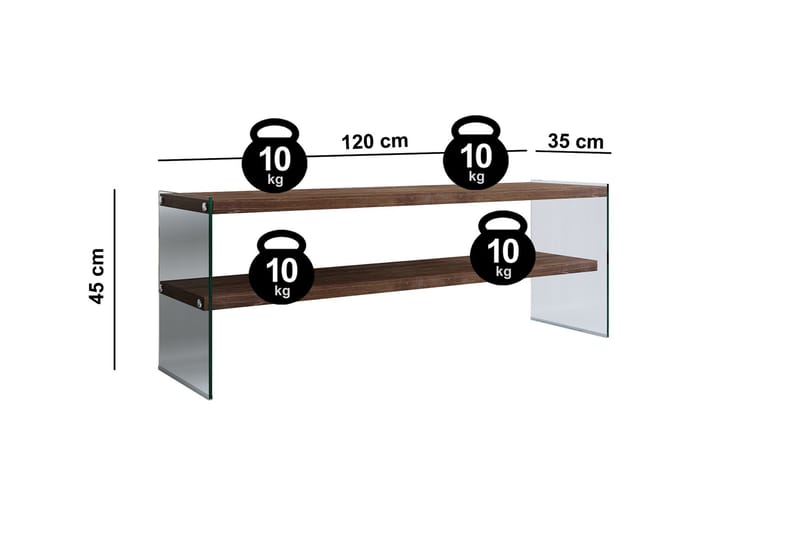 Malmby TV-bänk 120 cm - Brun/Glas - TV bänk & mediabänk