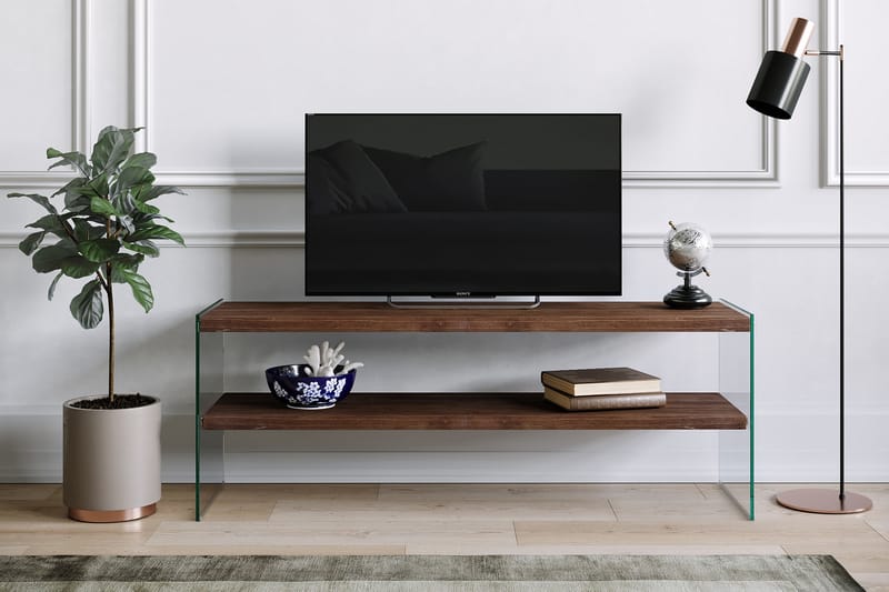 Malmby TV-bänk 120 cm - Brun/Glas - TV bänk & mediabänk