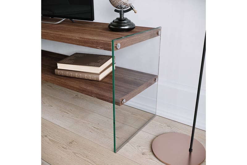 Malmby TV-bänk 120 cm - Brun/Glas - Möbler - Tv möbel & mediamöbel - TV bänk & mediabänk