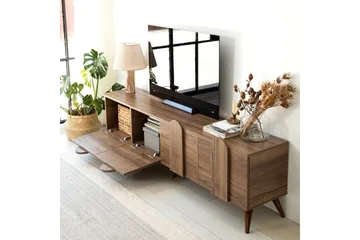 Malpani Golvstående Tv-bänk 180 cm med Förvaring i Valnöt - Brun - Möbler - Tv möbel & mediamöbel - TV bänk & mediabänk