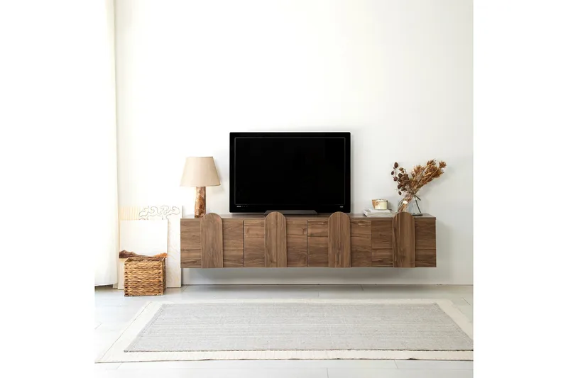 Malpani Vägghängd Tv Bänk 180 cm med Förvaring i Valnöt - Brun - Möbler - Tv möbel & mediamöbel - TV bänk & mediabänk