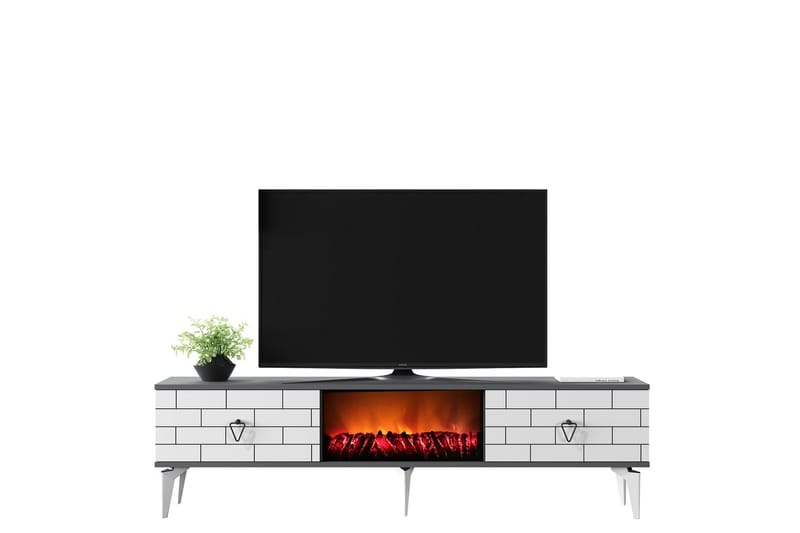 Mangla Tv-bänk 150 cm - Vit/Grå - Möbler - Tv möbel & mediamöbel - TV bänk & mediabänk