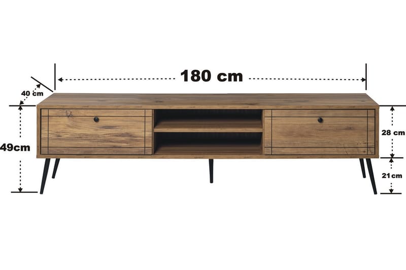 Manit Tv-bänk 180 cm - Brun/Svart - Möbler - Tv möbel & mediamöbel - TV bänk & mediabänk