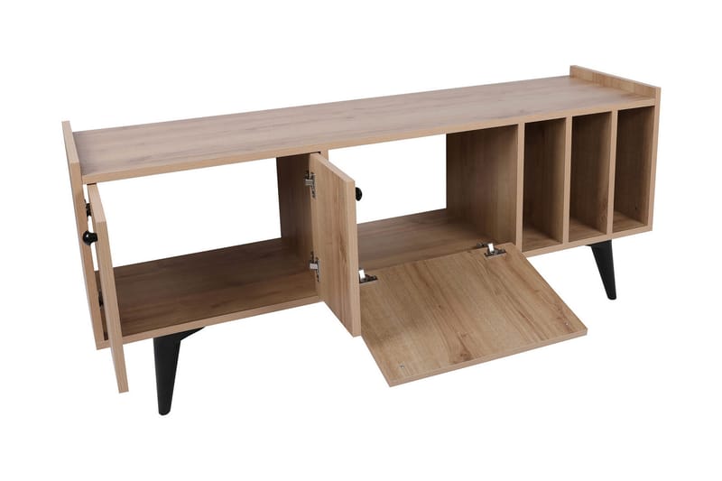 Maolina Retro Tv-bänk 150 cm med Förvaring i Trä - Ljusbrun - Möbler - Tv möbel & mediamöbel - TV bänk & mediabänk