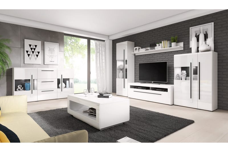 Maricruz TV-bänk 140 cm - Vit/Vit högglans - Möbler - Tv möbel & mediamöbel - TV bänk & mediabänk