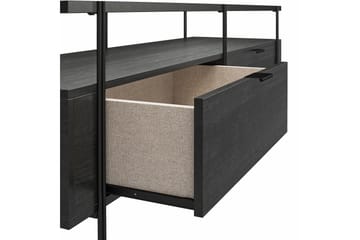 Marinko Tv Bänk 140 cm med Förvaring i Trä med Metallben - Svart - Möbler - Tv möbel & mediamöbel - TV bänk & mediabänk