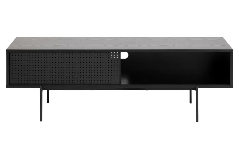 Mehoopany Golvstående Tv-bänk 140 cm med Förvaring i Målat Trä - Svart - Möbler - Tv möbel & mediamöbel - TV bänk & mediabänk