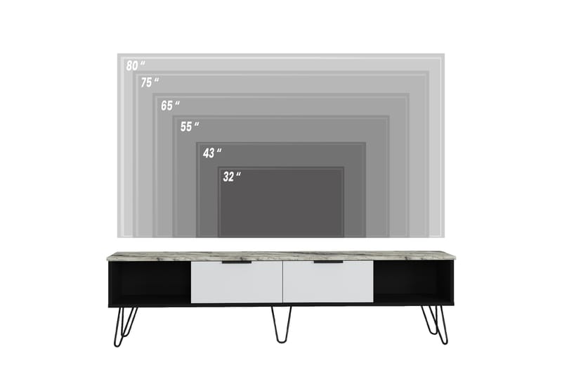 Meknes Tv-bänk 180 cm - Svart/Vit/Svart/Vit - TV bänk & mediabänk