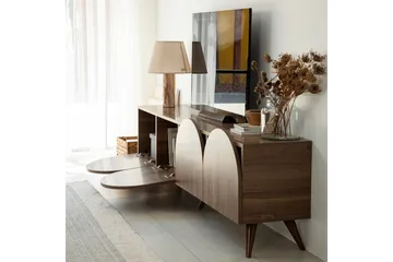 Mesta Golvstående Tv Bänk 180 cm med Förvaring i Valnöt - Brun - Möbler - Tv möbel & mediamöbel - TV bänk & mediabänk