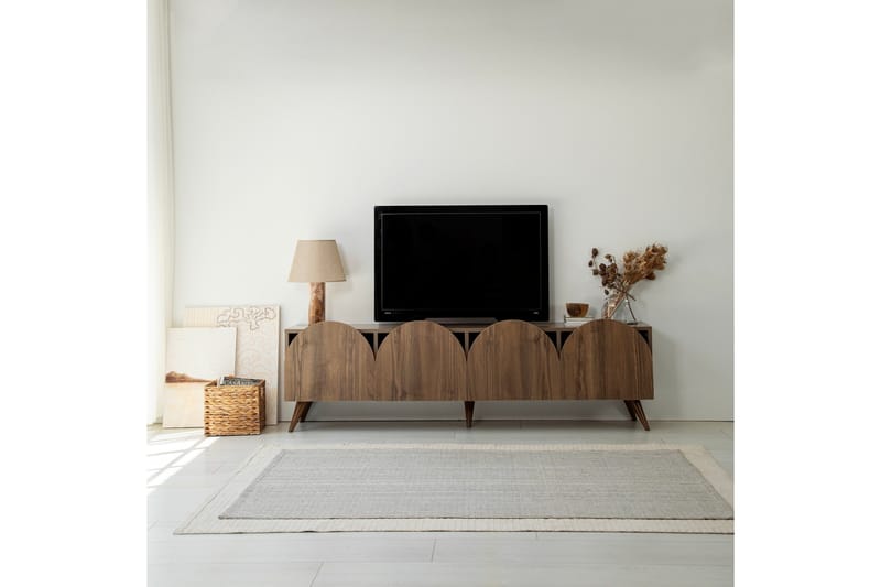 Mesta Golvstående Tv Bänk 180 cm med Förvaring i Valnöt - Brun - Möbler - Tv möbel & mediamöbel - TV bänk & mediabänk
