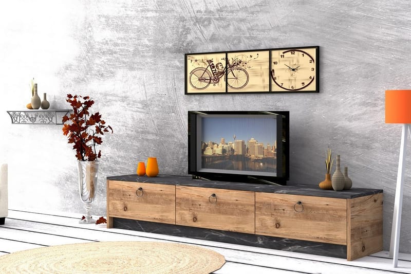 Mezydlo TV-Bänk 160 cm - Valnöt|Svart - Möbler - Tv möbel & mediamöbel - TV bänk & mediabänk