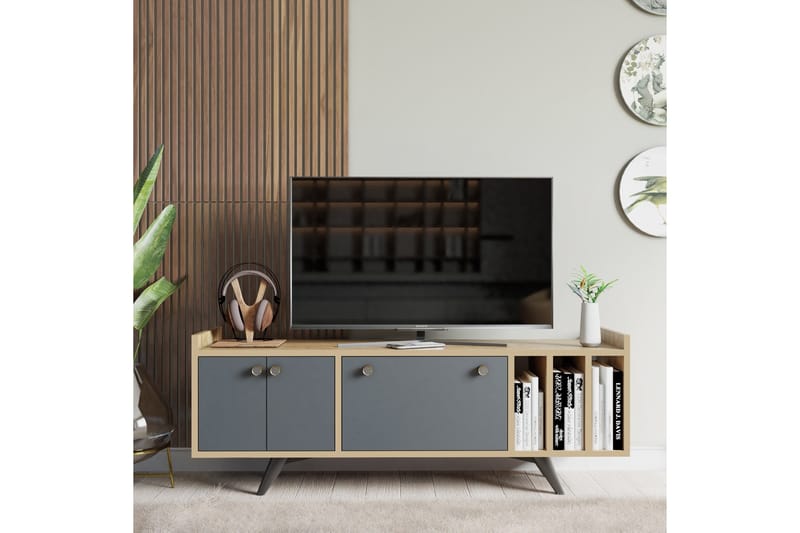 Midelt Tv-bänk 150 cm - Antracit/Natur - Möbler - Tv möbel & mediamöbel - TV bänk & mediabänk