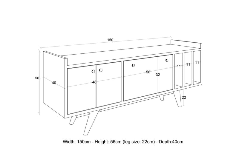 Midelt Tv-bänk 150 cm - Antracit/Natur - Möbler - Tv möbel & mediamöbel - TV bänk & mediabänk