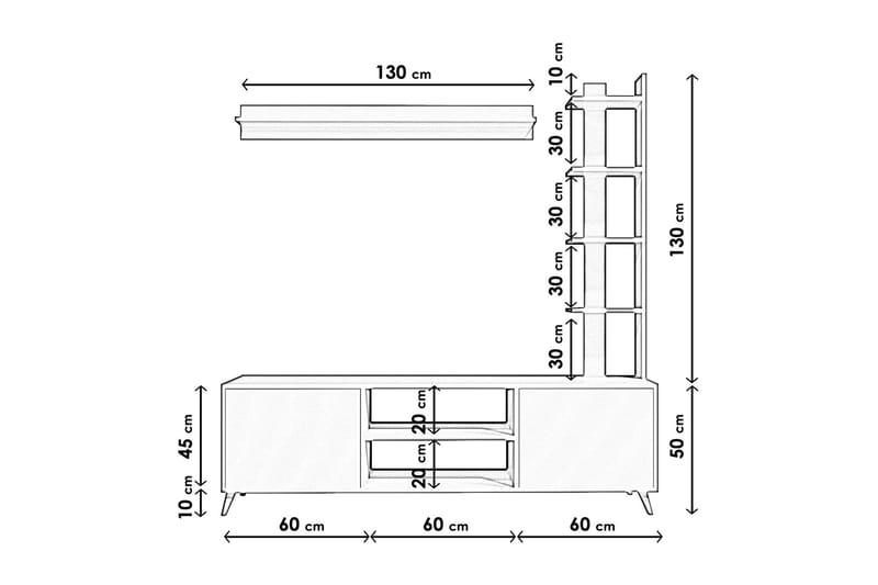 Milandes Tv-bänk 180 cm - Vit - TV bänk & mediabänk