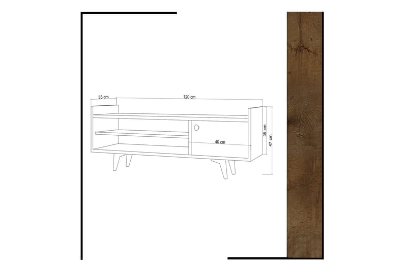 Mod Design Tv-bänk 120 cm - Trä/Vit - Möbler - Tv möbel & mediamöbel - TV bänk & mediabänk