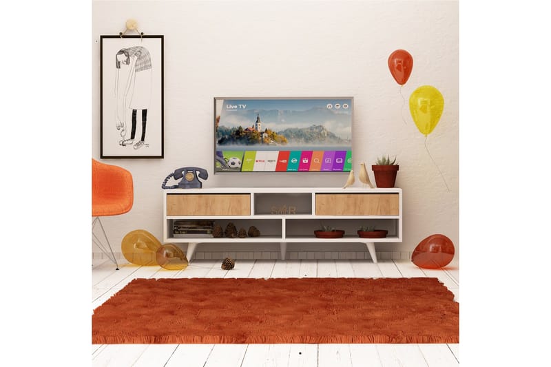 Mod Design Tv-bänk 140 cm - Vit/Brun - Möbler - Tv möbel & mediamöbel - TV bänk & mediabänk