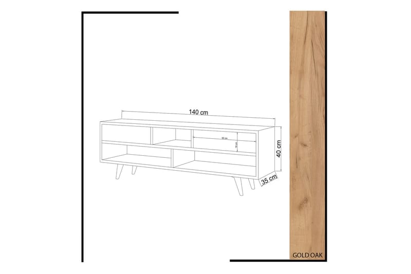 Mod Design Tv-bänk 140 cm - Vit/Brun - Möbler - Tv möbel & mediamöbel - TV bänk & mediabänk