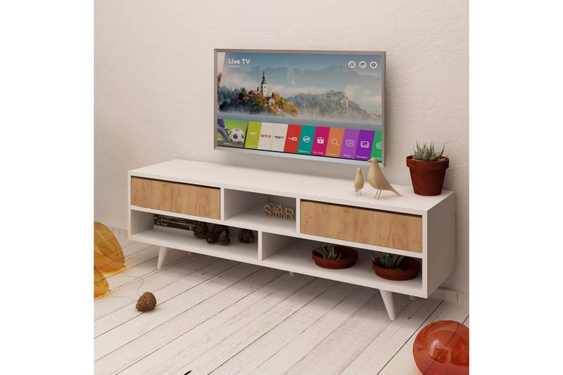 Mod Design Tv-bänk 140 cm - Vit/Brun - Möbler - Tv möbel & mediamöbel - TV bänk & mediabänk