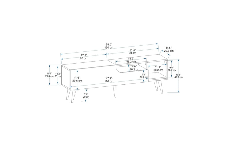 Mul Tv-bänk 150 cm - Brun/Antracit - TV bänk & mediabänk