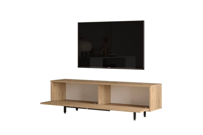 Munish Golvstående TV Bänk 160 cm med Förvaring i Valnöt - Brun - Möbler - Tv möbel & mediamöbel - TV bänk & mediabänk