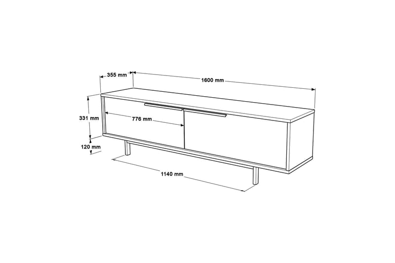 Munish Tv-bänk 160 cm - Ek/Valnöt - TV bänk & mediabänk