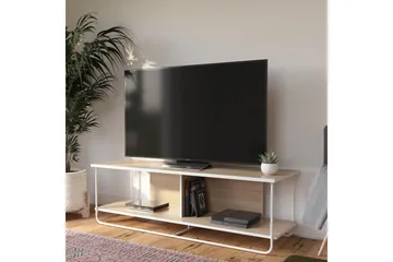 Nadzeya Golvstående Tv-bänk 152,9 cm med Förvaring i Trä med Metallram - Beige - Möbler - Tv möbel & mediamöbel - TV bänk & mediabänk