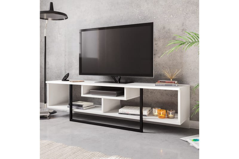 Naftali Golvstående TV-bänk 149 cm med Förvaring i Målat Trä - Vit - Möbler - Tv möbel & mediamöbel - TV bänk & mediabänk