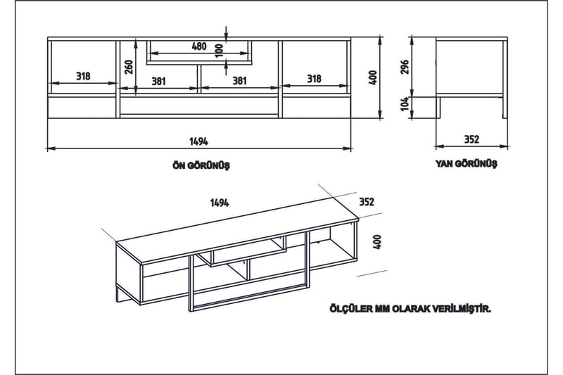 Naftali Golvstående TV-bänk 149 cm med Förvaring i Målat Trä - Vit - Möbler - Tv möbel & mediamöbel - TV bänk & mediabänk