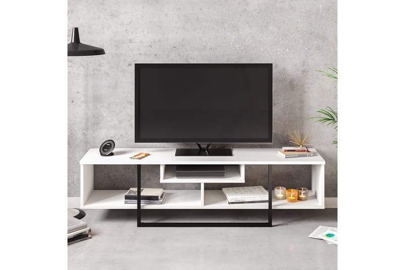 Naftali Golvstående TV-bänk 149 cm med Förvaring i Målat Trä - Vit - Möbler - Tv möbel & mediamöbel - TV bänk & mediabänk