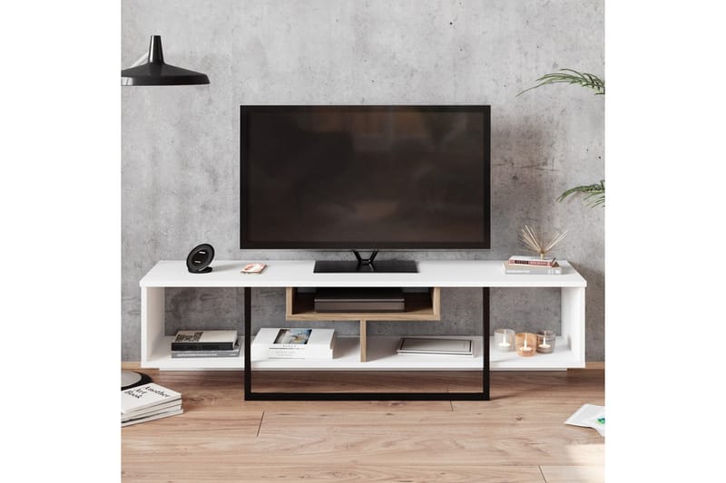 Naftali TV-Bänk 149 cm - Vit/Svart - Möbler - Tv möbel & mediamöbel - TV bänk & mediabänk