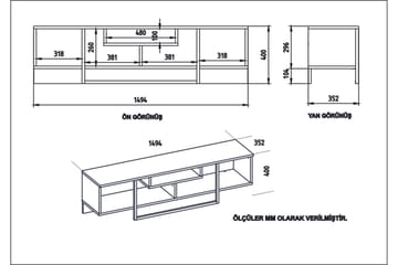 Naftali TV-Bänk 149 cm - Vit/Svart/Ek - Möbler - Tv möbel & mediamöbel - TV bänk & mediabänk