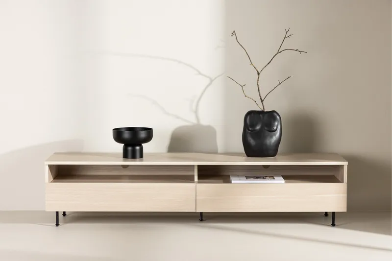 Navarra Golvstående Tv Bänk 180 cm med Förvaring i Målat Trä - Beige - Möbler - Tv möbel & mediamöbel - TV bänk & mediabänk