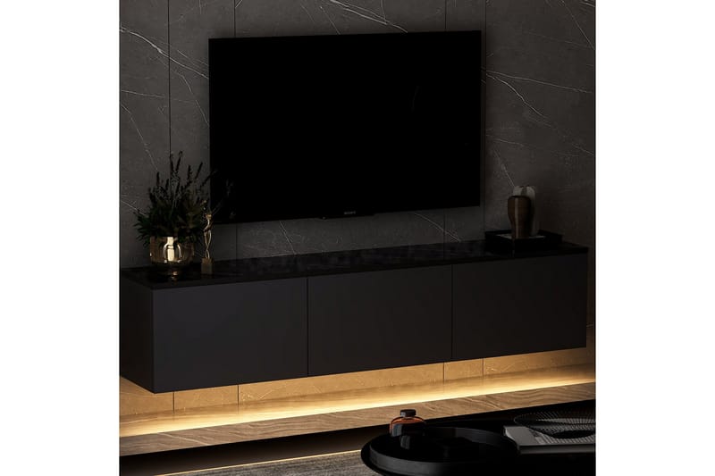 Neon Tv-bänk 160x32 cm Svart - Hanah Home - TV bänk & mediabänk