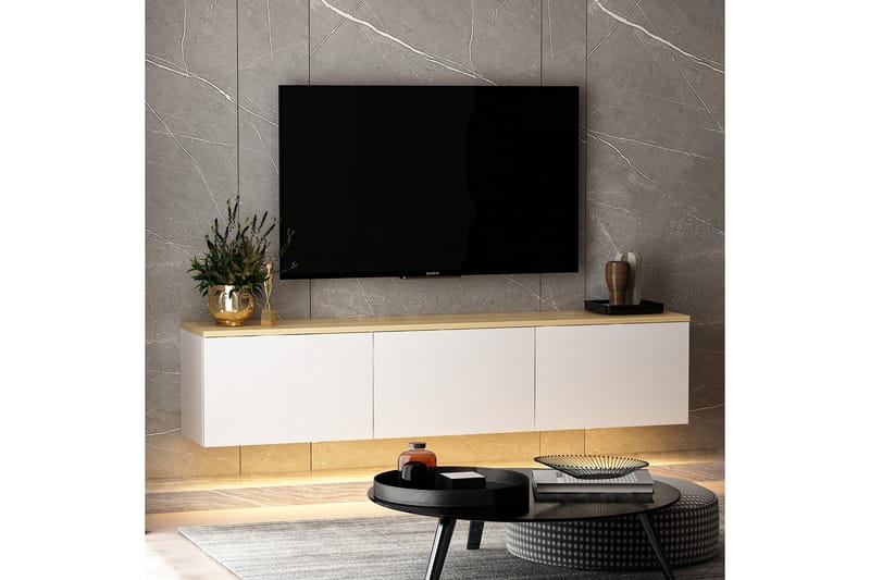 Neon Tv-bänk 160x32 cm Vit/Brun - Hanah Home - TV bänk & mediabänk
