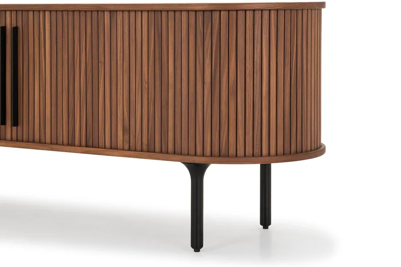 Noira Oval TV bänk Valnöt 150x45 cm Ribbad - Mörkbrunt / Brunt Trä - Möbler - Tv möbel & mediamöbel - TV bänk & mediabänk