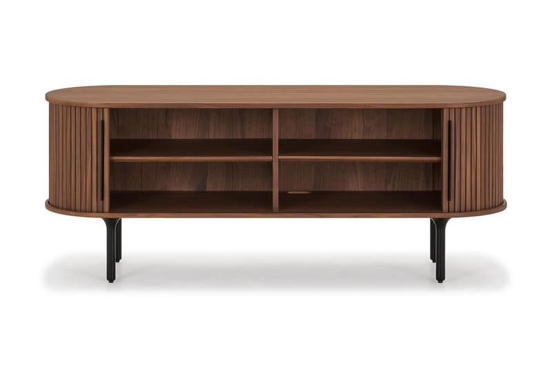 Noira Oval TV bänk Valnöt 150x45 cm Ribbad - Mörkbrunt / Brunt Trä - Möbler - Tv möbel & mediamöbel - TV bänk & mediabänk