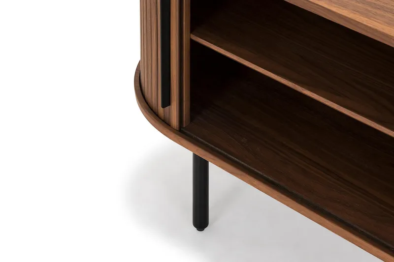 Noira Oval TV bänk Valnöt 150x45 cm Ribbad - Mörkbrunt / Brunt Trä - Möbler - Tv möbel & mediamöbel - TV bänk & mediabänk