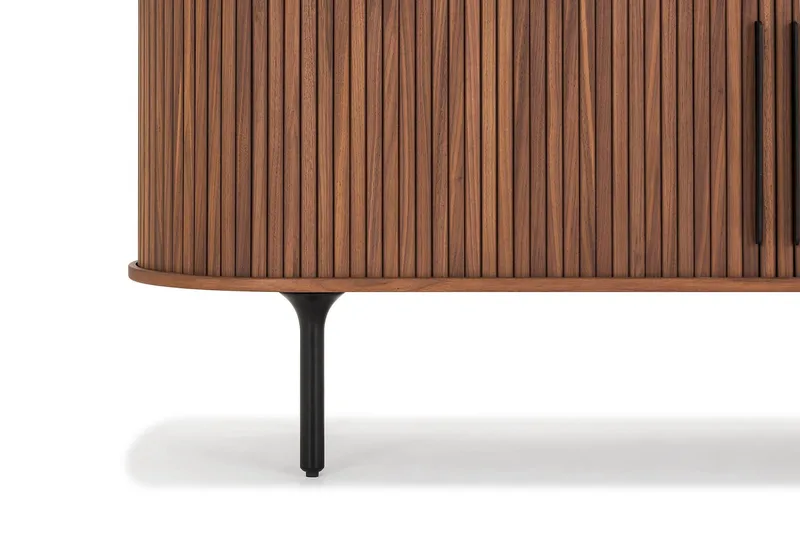 Noira Oval TV bänk Valnöt 150x45 cm Ribbad - Mörkbrunt / Brunt Trä - Möbler - Tv möbel & mediamöbel - TV bänk & mediabänk