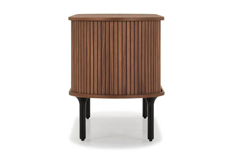 Noira Oval TV bänk Valnöt 150x45 cm Ribbad - Mörkbrunt / Brunt Trä - Möbler - Tv möbel & mediamöbel - TV bänk & mediabänk