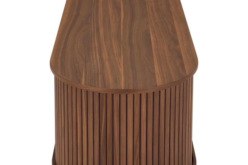 Noira Oval TV bänk Valnöt 150x45 cm Ribbad - Mörkbrunt / Brunt Trä - Möbler - Tv möbel & mediamöbel - TV bänk & mediabänk