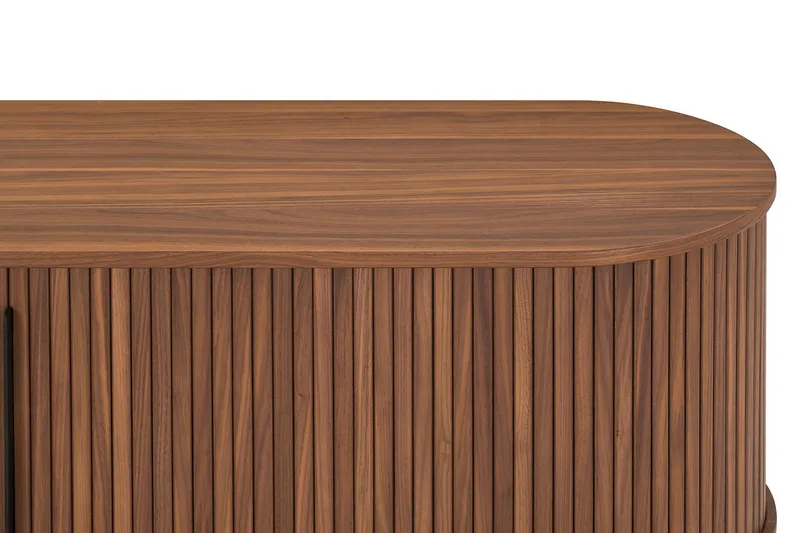 Noira Oval TV bänk Valnöt 150x45 cm Ribbad - Mörkbrunt / Brunt Trä - Möbler - Tv möbel & mediamöbel - TV bänk & mediabänk