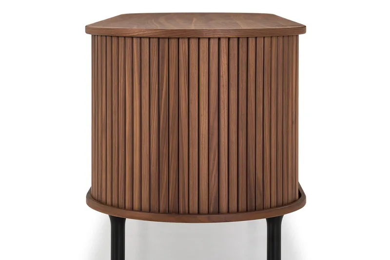 Noira Oval TV bänk Valnöt 150x45 cm Ribbad - Mörkbrunt / Brunt Trä - Möbler - Tv möbel & mediamöbel - TV bänk & mediabänk