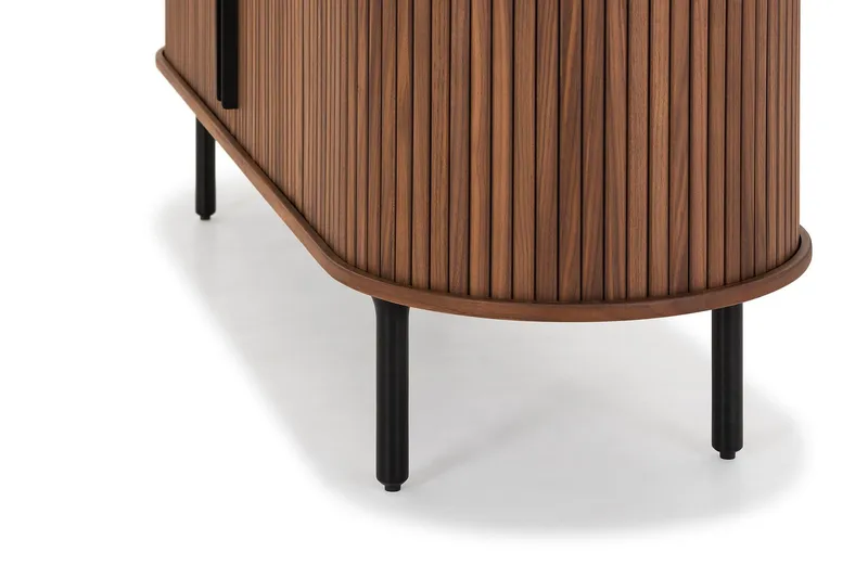 Noira Oval TV bänk Valnöt 150x45 cm Ribbad - Mörkbrunt / Brunt Trä - Möbler - Tv möbel & mediamöbel - TV bänk & mediabänk