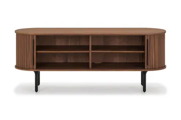 Noira Oval TV bänk Valnöt 150x45 cm Ribbad - Mörkbrunt / Brunt Trä - Möbler - Tv möbel & mediamöbel - TV bänk & mediabänk