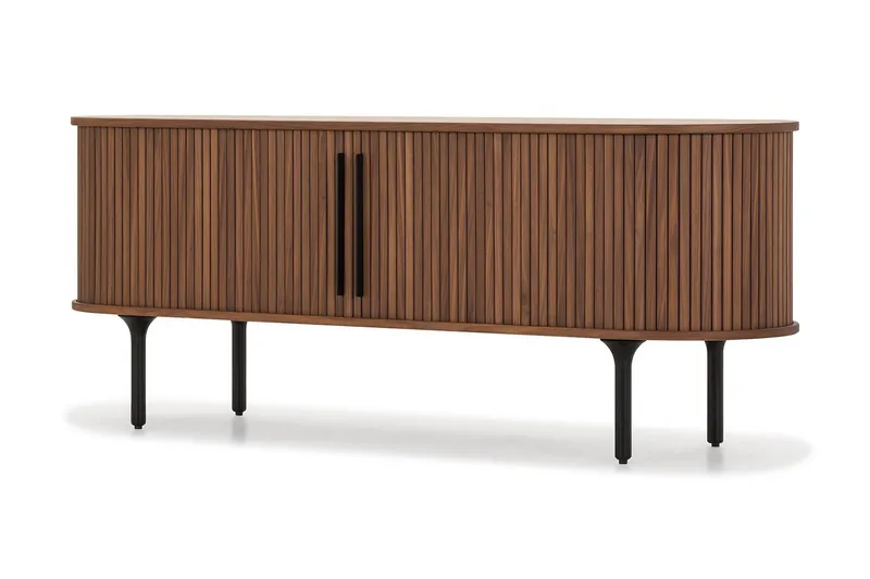 Noira Oval TV bänk Valnöt 150x45 cm Ribbad - Mörkbrunt / Brunt Trä - Möbler - Tv möbel & mediamöbel - TV bänk & mediabänk