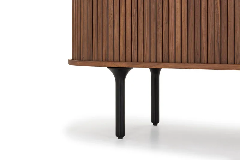 Noira Oval TV bänk Valnöt 150x45 cm Ribbad - Mörkbrunt / Brunt Trä - Möbler - Tv möbel & mediamöbel - TV bänk & mediabänk