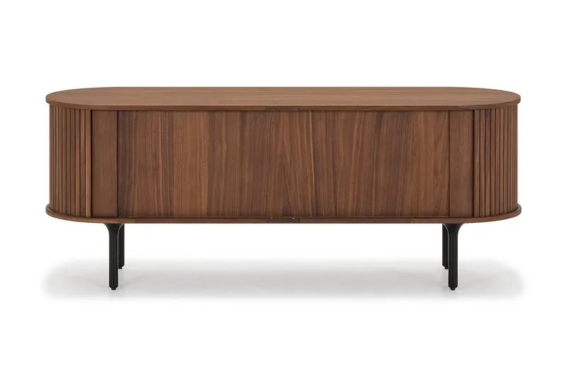 Noira Ribbad Oval TV-bänk 150 cm med Förvaring i Trä och Valnöt - Brun - Möbler - Tv möbel & mediamöbel - TV bänk & mediabänk